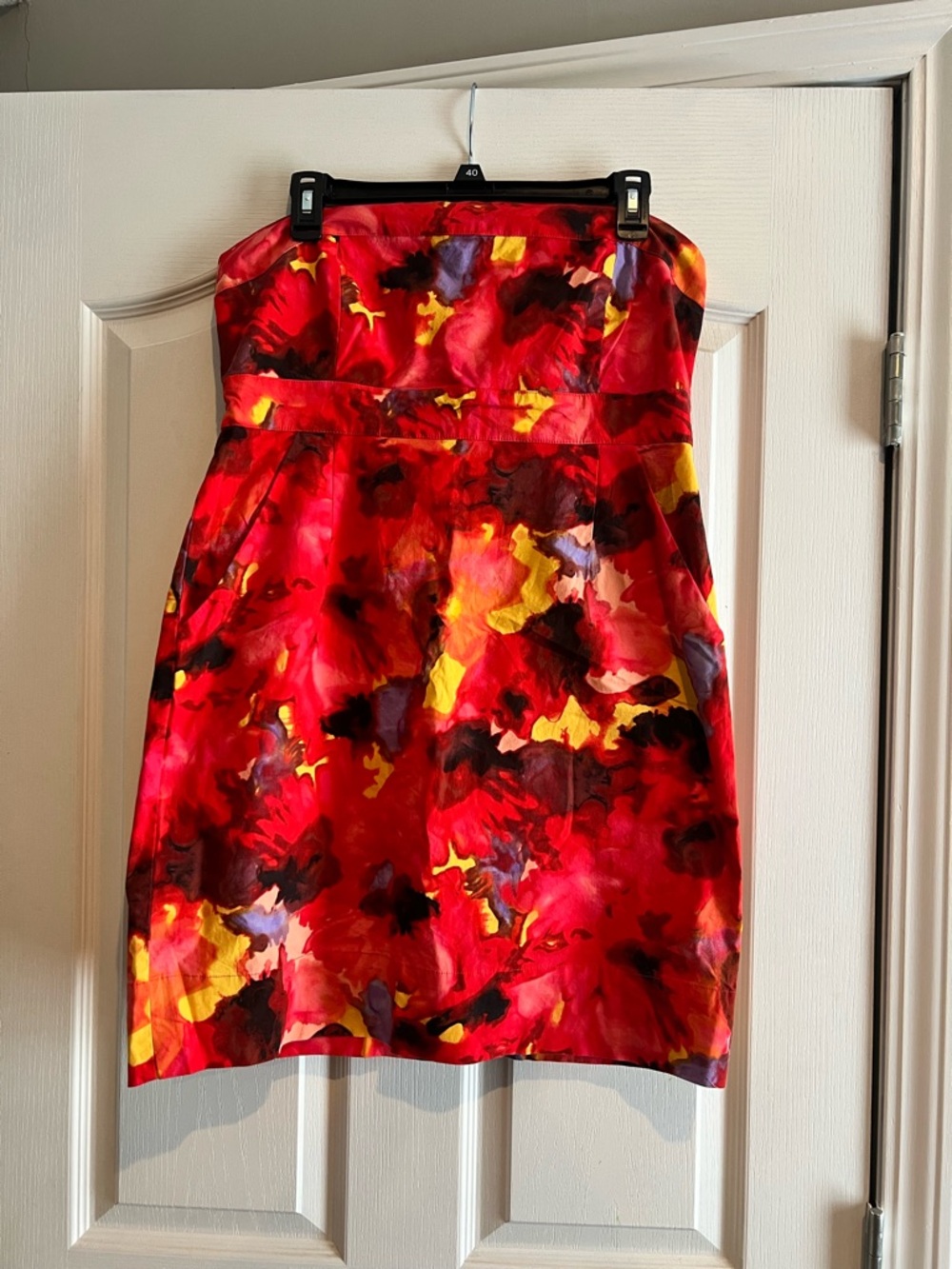 New York & Company Bright Red Strapless Dress